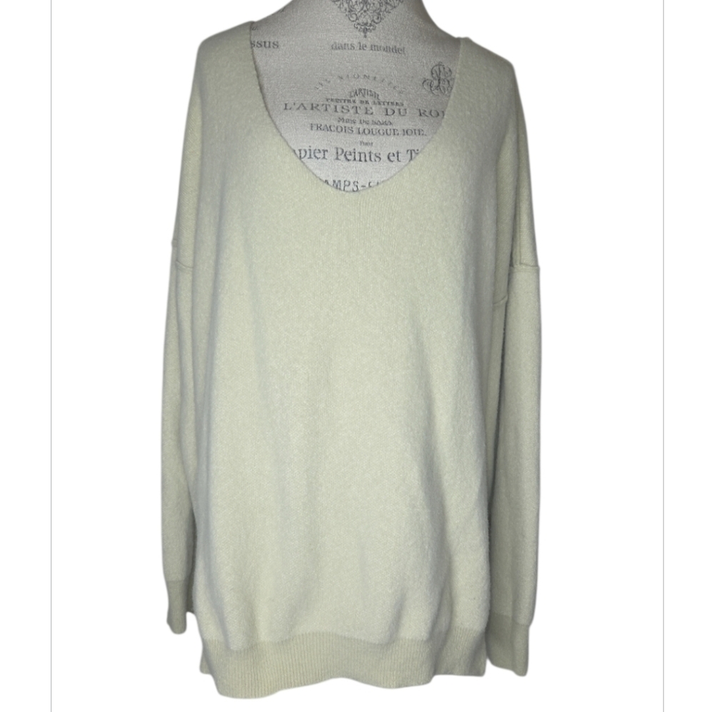 Free People Women's Sweater Weather Deep V Neck Oversized Sweater Size L